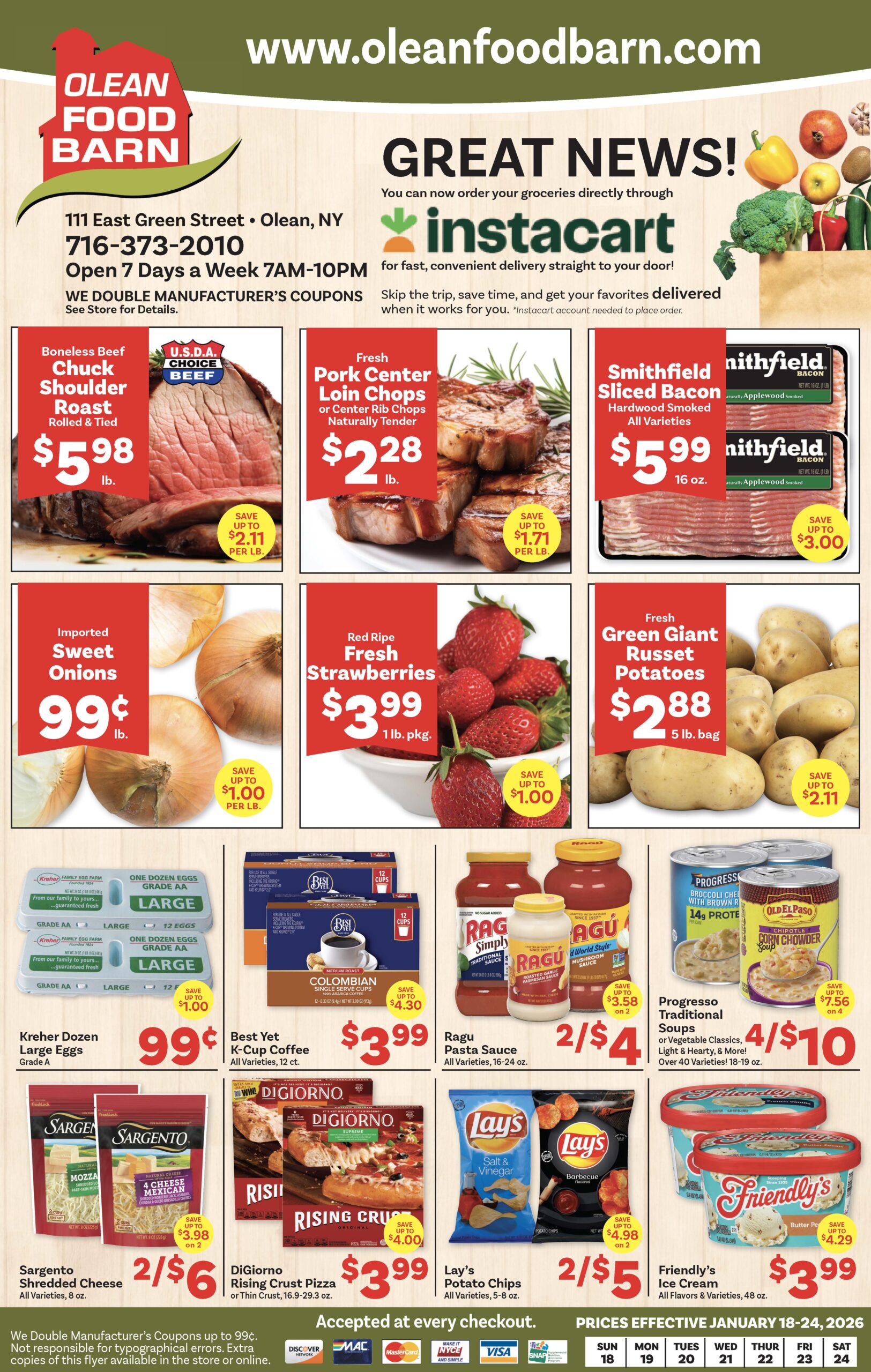 Ried's Food Barn Weekly Special | '.Sun, January 18.' – '.Sat, January 24.' | Page '..'