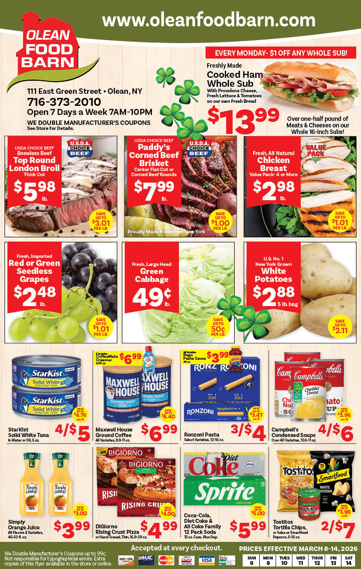 Ried's Food Barn Weekly Special | '.Sun, March 8.' – '.Sat, March 14.' | Page '..'