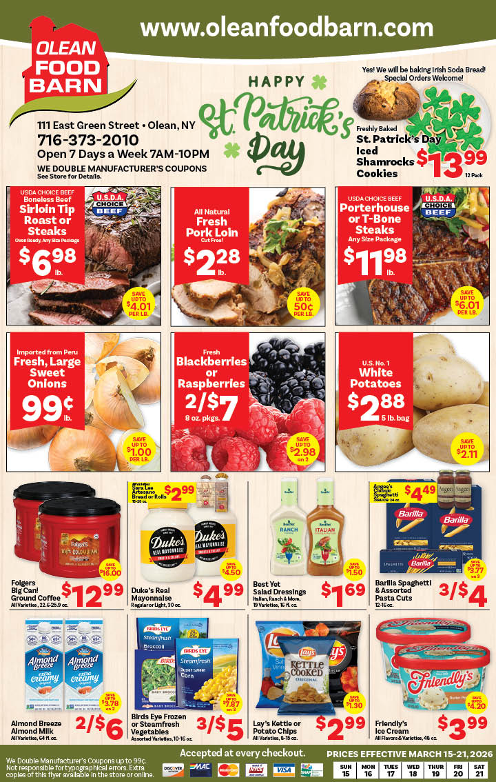 Ried's Food Barn Weekly Special | '.Sun, March 15.' – '.Sat, March 21.' | Page '..'