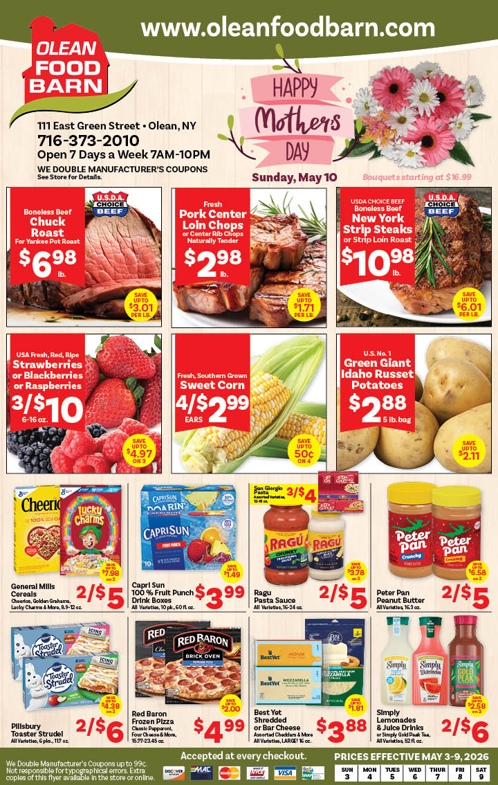 Ried's Food Barn Weekly Special | '.Sun, May 3.' – '.Sat, May 9.' | Page '..'