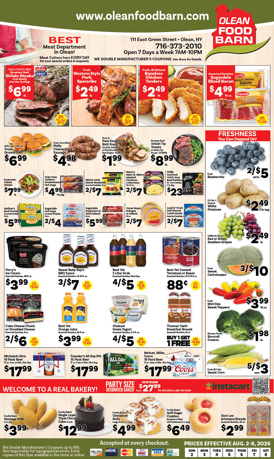 Ried's Food Barn Weekly Special | '.Sun, August 2.' – '.Sat, August 8.' | Page '..'