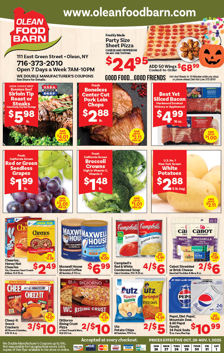 Ried's Food Barn Weekly Special | '.Sun, October 26.' – '.Sat, November 1.' | Page '..'